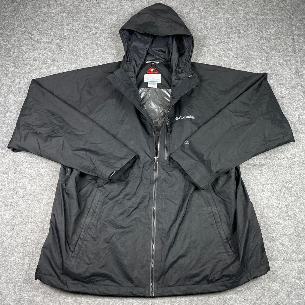 Columbia Rain Jacket Mens XXL Black Omni-Tech Interchange Waterproof Hooded